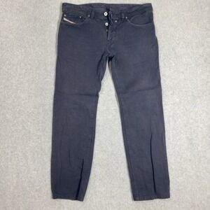 Diesel SAFADO Jeans Mens 32x30 Navy Blue Straight Leg Linen Blend Button Fly